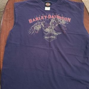 Harley Davidson sleeveless t-shirt.
